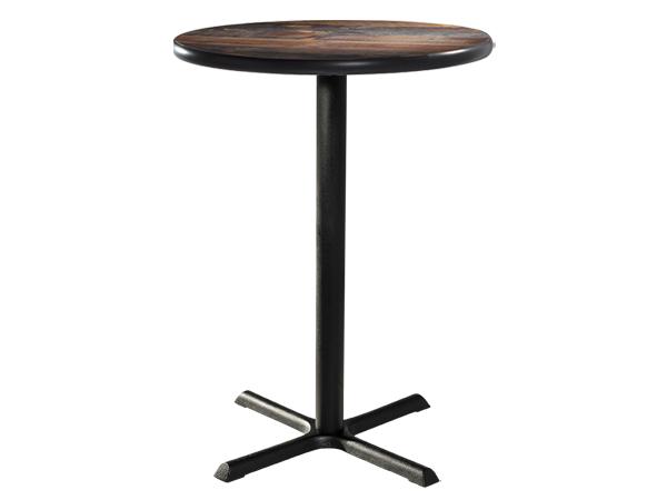 CEBT-021 | 30" Round Bar Table w/ Barnwood Top and Standard Black Base -- Trade Show Furniture Rental